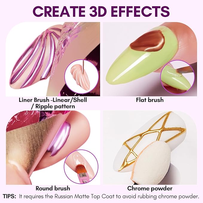 Makartt 3D Nail Gel: 8 ml Nail Foil Glue, Transfer Gels Adhesive for Linear, Shell, Ripple & Chrome Nail Powder Art Designs, UV LED Lamp Required