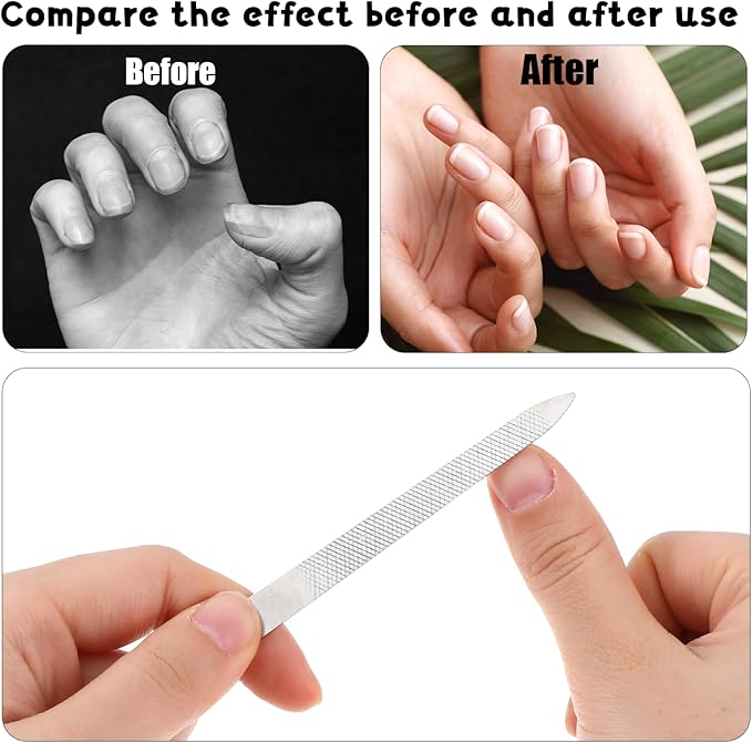 6PCS Metal Fingernail File, Double Sided Metal Nail File, Durable Thin Stainless Steel Nail Files for Filing Polishing, Manicure Pedicure Toenails Gentle Care Tools