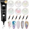 White Chrome Nail Powder - 15g No Wipe 3D Nail Gel Pink Pearl Nail Chrome Powder Non-Sticky Clear 3D Sculpting Gel Hard Gel Carving Gel for Nail Art Home DIY