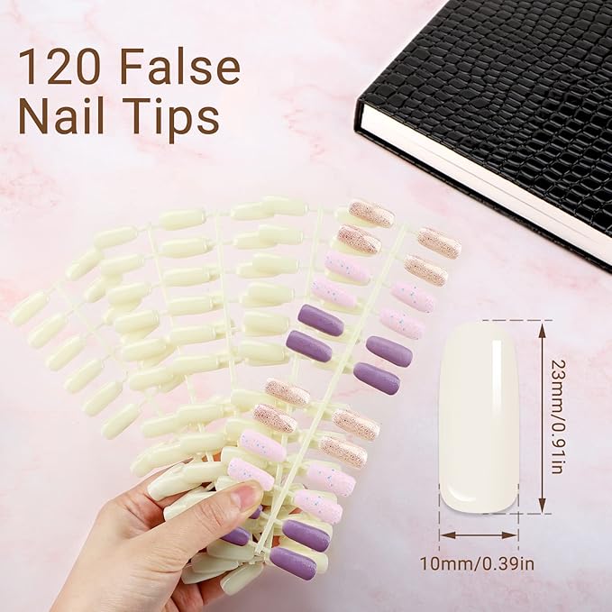 Segbeauty 120 Colors Sample Nails Display, Nail Gel Polish Organizer Colors Chart with 120 False Nail Tips, Nails Art Salon Home DIY Fingernail Swatch Stick Booklet Supplies Tool Showcase Cardboard