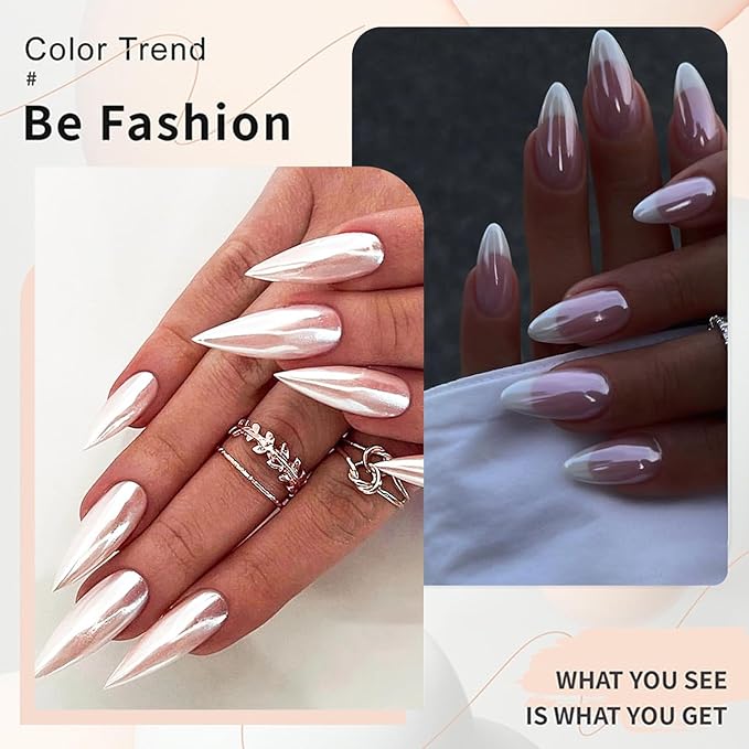 2PCS Magic White Chrome Nail Powder, Super Glossy Mirror Effect Metallic Nail Powder Nail Glitter Manicure Pigments for Nail Art Design