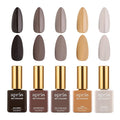 APRÉS Gel Couleur Combo Set, 5 Color Gel Nail Polish, HEMA-Free & TPO-Free, Bright Nude Pastel Colors with Brush-X Nail Art Brush (Clay & Cashmere)
