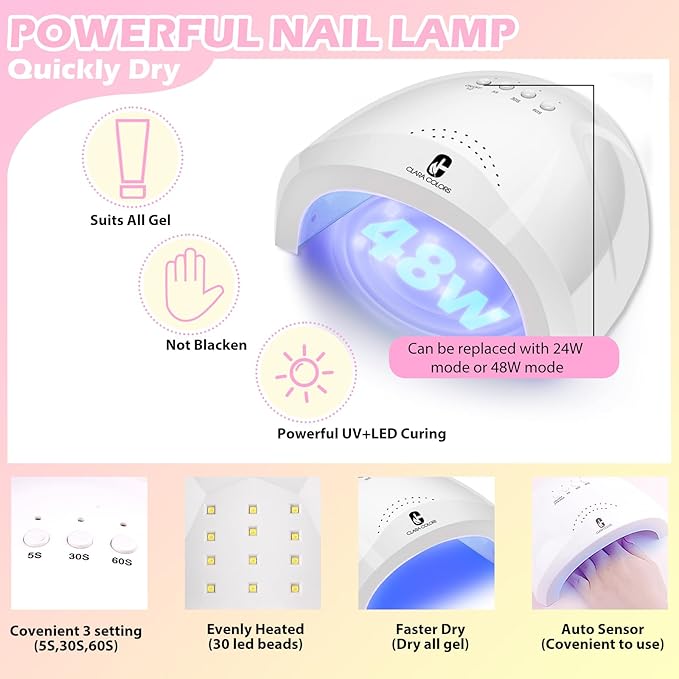 Clara Colors Polygel Extension Gel Nail Kit - 8 Colors Polygel Nail Kit with 48W Power Nail Lamp Nude Clear White Pink All In One Polygel Nail Kit Starter Kit for Beginners with Slip Solution and Tool