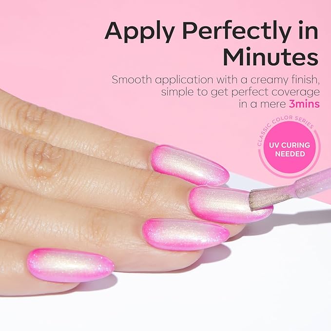 modelones Pink Glitter Gel Nail Polish Set, 6 Colors Valentine's Day Hot Pink Tones Sparkle Pink Shades Shimmer Cat Eye for Women Girl Nail Lovers Gift Salon DIY Nail Art Gel Nail Kit