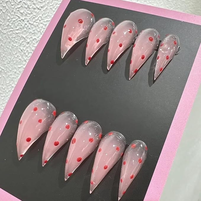 Halloween Press Claw on Nails Long Short Medium Curved Stiletto Handmade Gothic Design Horror Vampire False Nails Dragon Cat Claw Press on Nails Glossy Glue on Nail Thick Acrylic False Nails