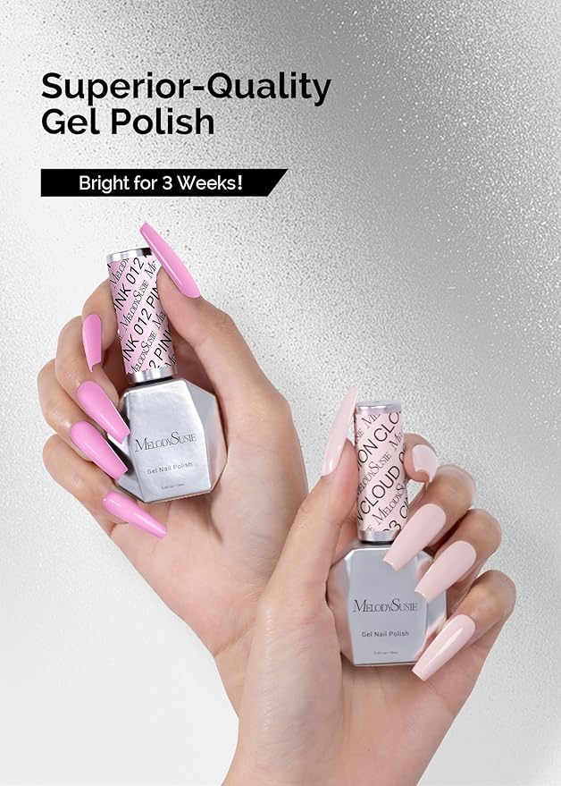 MelodySusie Thick Gel Polish Kit, 15ML Macaron & Nude Pink Color, UV LED Pink Gel Polish Gift for Women's Nail Art Manicure Salon DIY Nail Design Decoration at Home-012+093