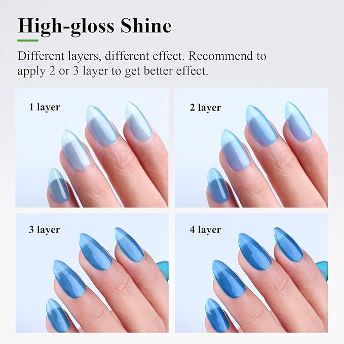 Imtiti Jelly Gel Nail Polish, 1 Pcs 0.5 Fl Oz Blue Jelly Gel Polish Soak Off LED U V Nail Gel Polish Sheer Transparent Gel Nail Polish DIY Nail Art Starter Manicure Salon Gel Nail Kit for Women Girls