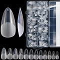 Short Almond Gel Nail Tips, 600PCS Pre - Etched Clear Fake Nails, 12 Sizes Full Cover Soft Acrylic Press - On Nail Extensions, No C Curve, DIY Manicure at Home