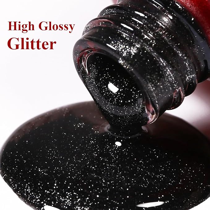 Cat Eye Gel Nail Polish,15ML Black Magnetic Gel Polish Spring Summer Glitter Diamond Shimmer Sparkle Soak off UV LED Light for Nail Art DIY