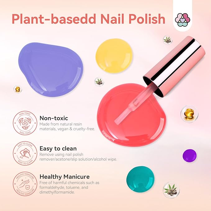 SAVILAND Nail Polish Set Quick-Dry: Summer Jelly Pastel Pink Nail Polish Kit Base-Top Coat 0.34 oz Macarons Candy Transparent Nudes Bluk Polish Non Gel for Finger Toe French DIY Set Women Home