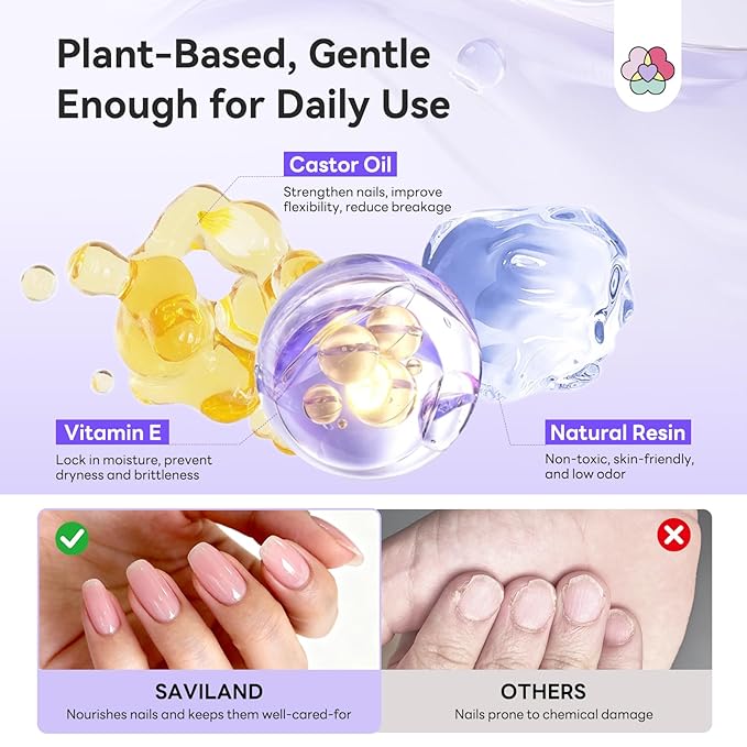SAVILAND Solid Builder Nail Gel Set: Non-Sticky 4 Color Clear Nude White Pink 3D Nail Gels for Extension Reinforcement Long-lasting Sculpting Gel for Nails Art Starter Kit DIY Home