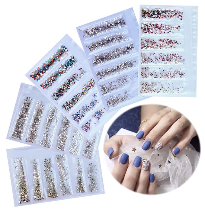7200 Pieces(6 Grid)5 Pack of Nail Art Rhinestone Decoration Style1
