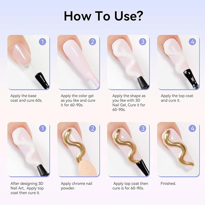 3D Nail Gel, White Sculpting Gel for Nail Art No Wipe Molding Gel Carvine Gel For Nails, Drawing Gel Liner for Nail Design Embossing Nail Tube Decoration DIY Manicure Home