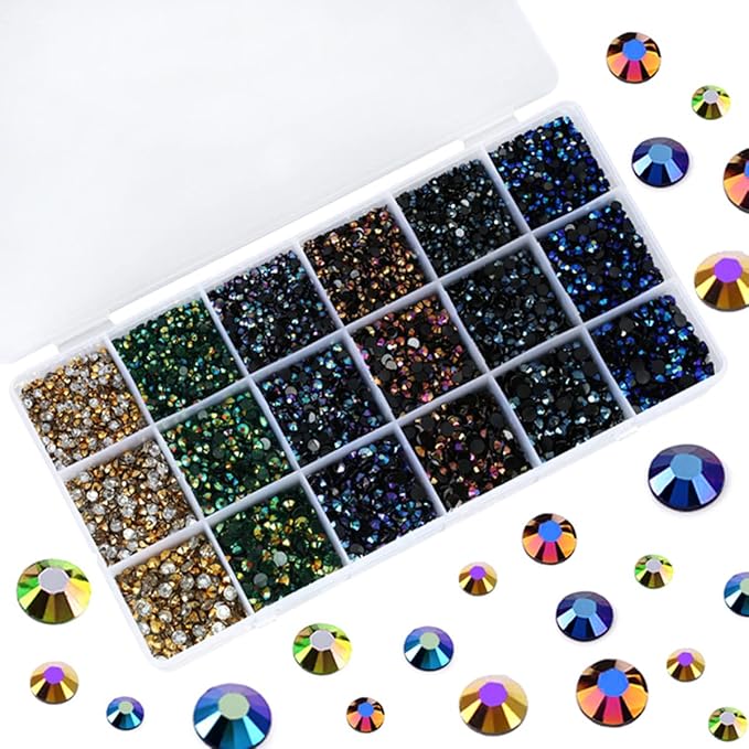 22380pcs Resin Rhinestones Set 3/4/6mm Flatback Stones Glitter Crystal Bulk for Garment Nail Art Decorations Resin Flatback Rhinestones Kit for Nail Crafts Tumbler Round Shape(MM)