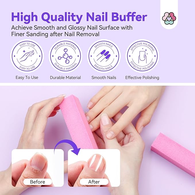 SAVILAND Pure Acetone Nail Polish Remover Kit: 8.45 oz Fingernail Gel Polish Remover Kit with Cuticle Oil, Buffer, Files and Scraper Tools for Quick, Gentle Removal of Acrylic Dip Powder & Gel Nails
