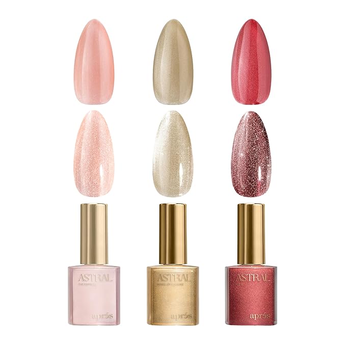 APRÉS Astral Gel Color Set, 3 Colors, HEMA-Free & TPO-Free Salon Quality Nail Gel Polish Trio Bundle (Astral Velvet Cat Eye, Set 6)
