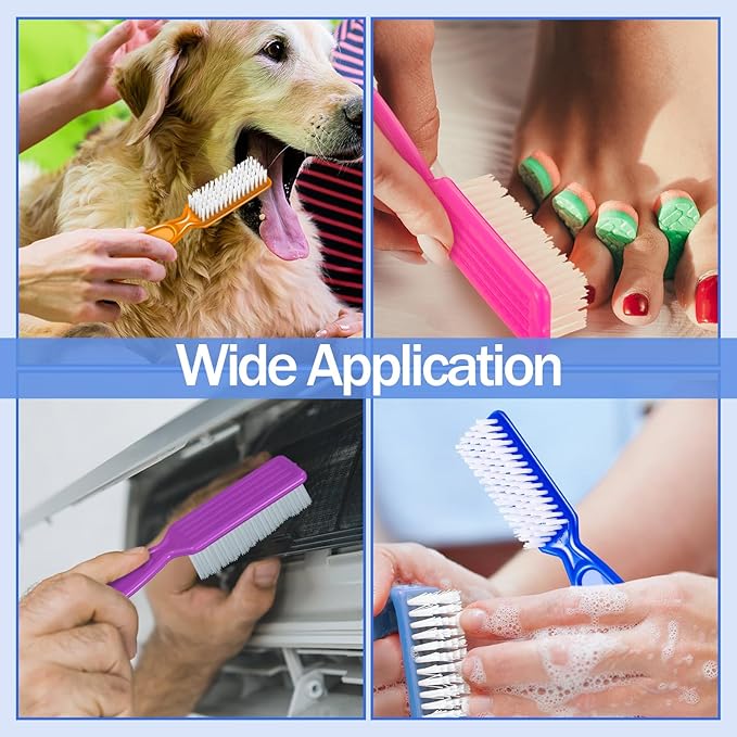 Mifoci 120 Pcs Handle Grip Nail Brush for Cleaning Fingernails Cleaner Scrub Brush Bulk Hand Cleaning Brushes Soft Stiff Bristles Pedicure Manicure Tools for Nail and Toe(Cute Color)