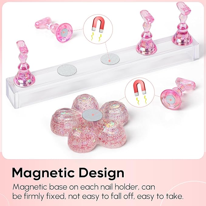 AIMEILI Nail Stand for Press On Nails, Fake Nail Holder for Painting Nails, Solid Acrylic Nail Stands for Nail Practice with Reusable Putty Gift Box for Home DIY Beginner Salon Supplies