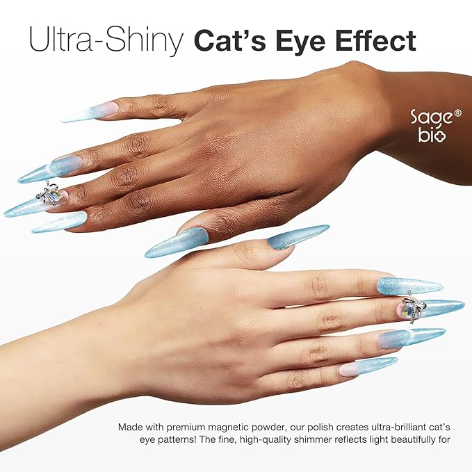 Cat Eye Gel Nail Polish 15ml Sky Pulse, Magnetic Shimmer Glass Bead Effect, UV LED Soak Off Nail Gel, Home DIY Nail Art Kit