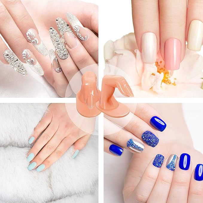 20 Pieces Practice Manicure Fingers with False Nails Training Fingers for Acrylic Gel Nail Art Hand Nail Art Training Display Decoration