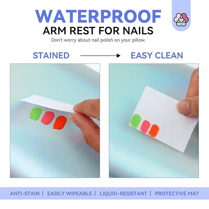 SAVILAND Arm Rest for Nails Tech Professional: 15.7" Full-Length Nail Arm Rest for Super-Comfort Big Nail Arm Rest with Microfiber Leather Mat Height Hand Pillow Cushion Nail Salon Manicure