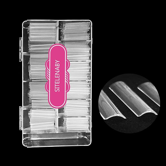No C Curve Square Nail Tips XXL，Acrylic Nail Tips Square,SITELENABY 500 pcs Clear Fake Nails for Nail Salons,Nail Tech Must Have