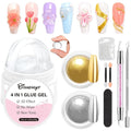 100% 4-in-1 Solid Builder Gel for Nails and Gold Chrome BISHENGYF:【No.1 Upgrade Non-Sticky Hand】3D Gel Nail Art with Glitter Silver Gold Chrome Powder Clear 3D Hard Sculpting&Extension for DIY