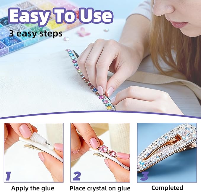 Bedazzling Kit with 40000Pcs 3mm Multicolor Resin Rhinestones & B7000 Glue Complete Bejeweled Kit with Rhinestones for Crafting, Nail Charms, Diamond Art Accessories,Kids, Books and DIY Projects
