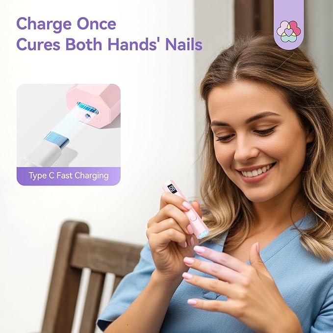 SAVILAND UV Light for Gel Nails: Flash Cure Lamp Nail Dryer with Dual Timer Setting LCD Display Screen Rechargeable Mini Gel Nail Flash Cure Lamp Nail Tech Must Haves Nail Supplies for Manicure