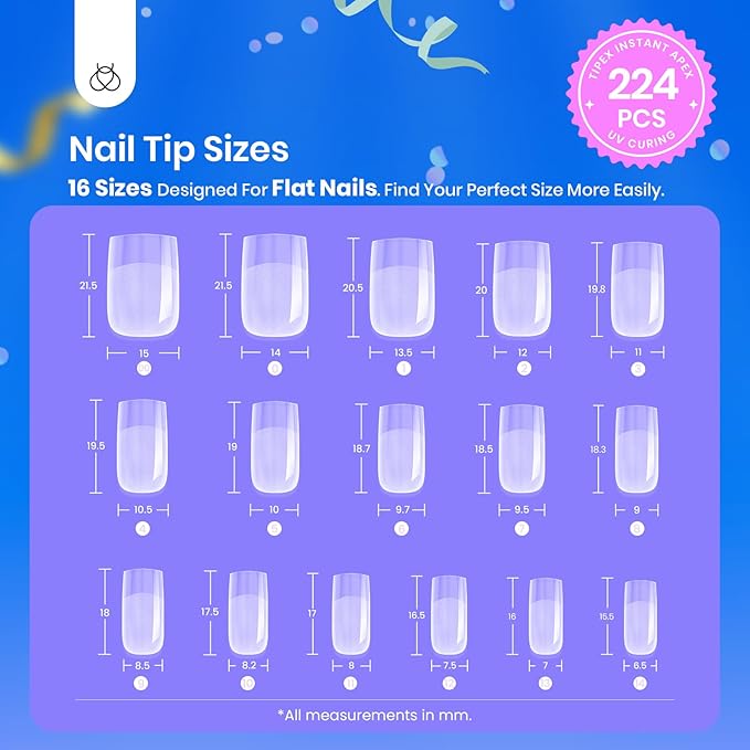 Beetles Tipex Gel Nail Kit Short Square Instant Apex Nail Tips & Beetles 15ml Nail Dehydrator and Primer