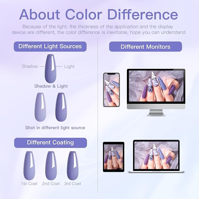 MTSSII Gel Nail Polish Set 12 Colors Blue Purple Gel Polish Kit Baby Blue Lavender Dark Purple Glitter Gel Nail Polish Aquamarine Mermaid Soak off Uv LED Gel Manicure DIY Nail Home