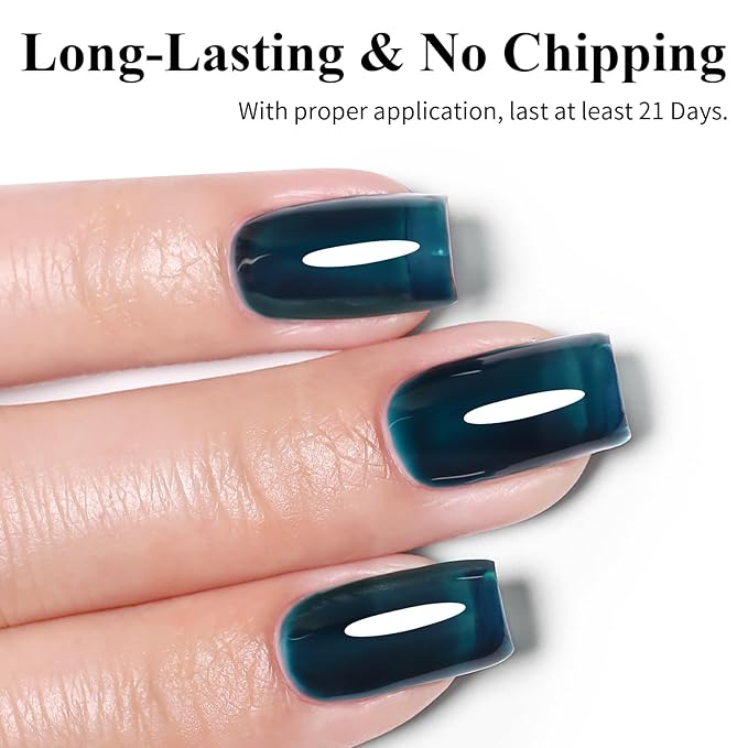Imtiti Aegean Blue Gel Nail Polish, 10ml Translucent Blue Green gel nail polish Color Soak Off Gel Polish Nail Art Manicure Salon DIY Nail Lamp Gel Nail Design Christmas Halloween Decoration 1 Pcs