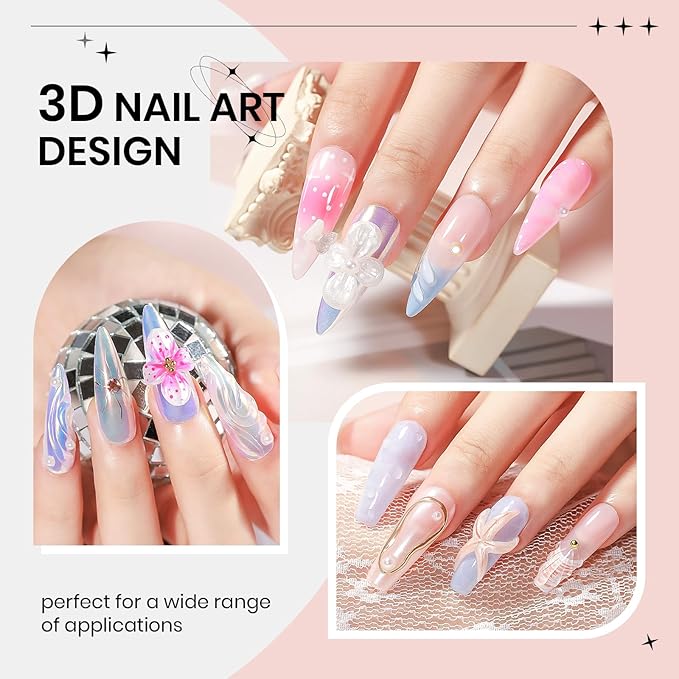 Pearl White Solid Builder Gel for Nails with 3D Flowers Nail Mold Extension Molding 3D Nail Art Gel Soak Off UV Gels