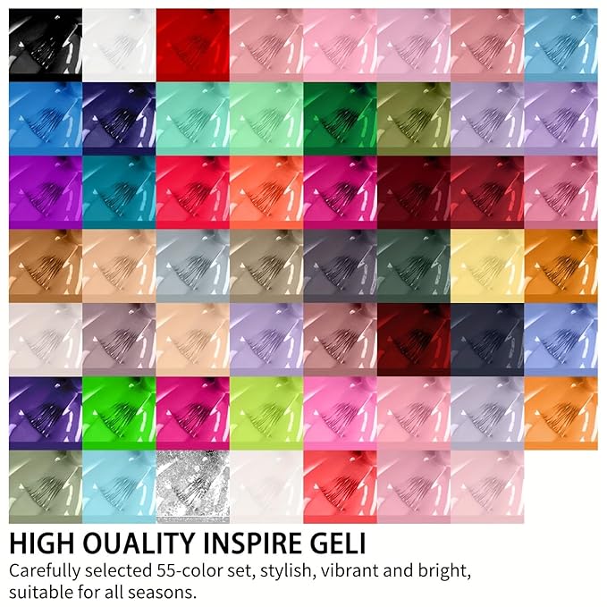 60Pcs Gel Nail Polish Set, 55Colors Nail Painting Art DIY Four Seasons, 8ml each Lasting and Durable Soak Off UV Gel Nail Polish Kit Ideal Perfect Nails for Nail Salon Home