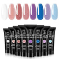 ROSALIND Poly Nail Gel Set, 8 Colors Blue Purple Poly Extension Gel Nail Set, Nude White Poly Nail Gel Kit Builder Nude Gel Extension Kit for Nail Art Easy DIY Gift for Women