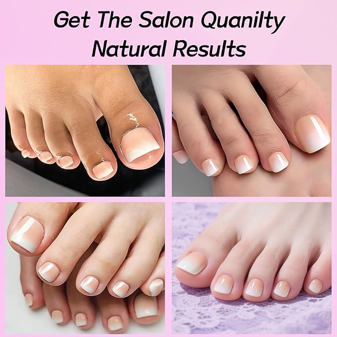120PC Ombre Press on Toenails for Women Fake Toe nail Press ons Acrylic Toe Press on Nails Set, Ombre Press on Toe Nails Press on Fake Toenails Press ons Acrylic Toe Nail Tips Kit&Glue Tab-E