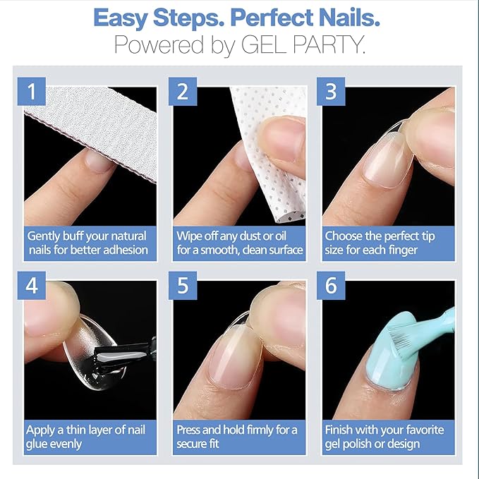 GELPARTY Soft Gel Nail Tips Medium Round - 240Pcs Pre-Buffed Matte Full Cover Tips - Natural Look, No Filing Needed, Soak Off Gel Extension System - Clear False Nails (12 Sizes)