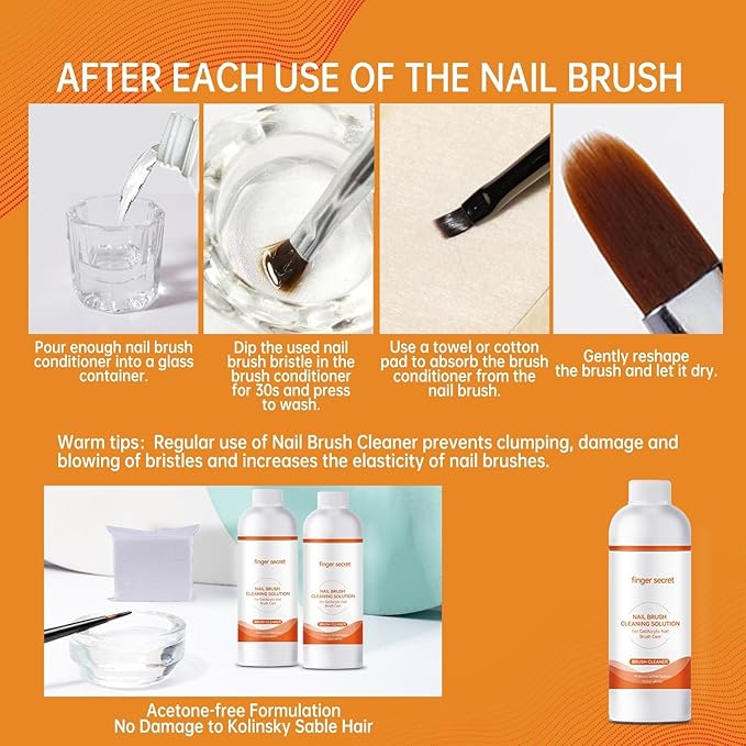 Nail Polish Remover Kit Nail Glue Remover & Nail Brush Cleaner Professional Nail Remover Quickly Clean Nail Brushes with Glass Cup Nail Cleaning pads for Nails