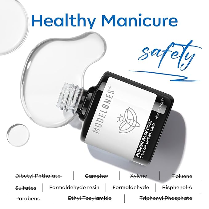 modelones Builder Rubber Gel Base Coat for Nails, Clear Rubber Base Gel Nail Polish for Strengthen/Apex Building/Enhance/Reinforced Long Lasting Fiber Protect Soak Off U V LED Gift for Thin Weak Nails
