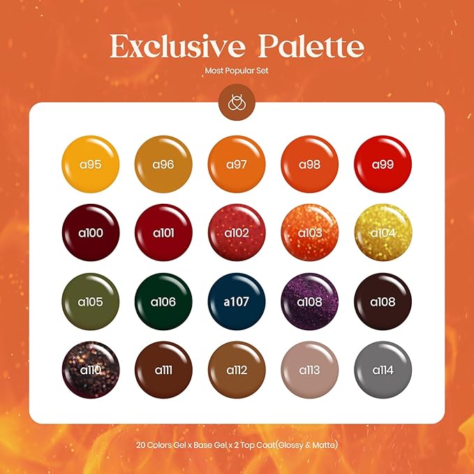 beetles Gel Polish Nail Set 20 Colors Cozy Campfire Collection Orange Green Brown Soak Off Uv Lamp with Beetles Nail Blooming Gel 15ml Clear Uv Led Soak off Nail Gel Diy Nail Art Design Manicure