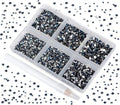Bymitel 7200 Pieces 6 Mixed Sizes Glue Fix on Glass Rhinestones Round Crystal Gems Flatback for DIY Jewelry Making with one Picking Pen(6-Sizes 7200PCS, Montana)