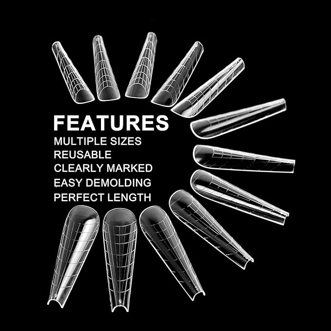 120Pcs Dual Nail Forms,Upper Arched Extension Poly nail gel Nail Forms Full Cover Reusable Nail Molds 12 Sizes for Nail Art Design Salon&DIY