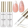Nicedeco Gel Polish Nail Art Liner Gel 2 Colors, Hema Free, Cruelty Free, Vegan, Metallic Nail Design for Chrome French Manicure