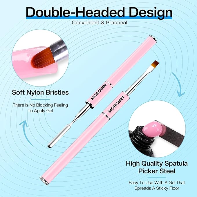 Morovan Nail Polygel Slip Solution: Salon-Grade Slip Liquid & Dual Toenail Forms for Beginner-Friendly Gel Nail Extension & Anti-Stick Application