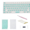 Raised Keyboard Stickers for Long Nails with Letters - Heart-Shaped Antistatic Silicone Protective Cover with Tweezers, Wet Wipes, Dry Towel & Jelly Glue, Ideal for Typing, Gaming & Nail Art (70 Pcs)