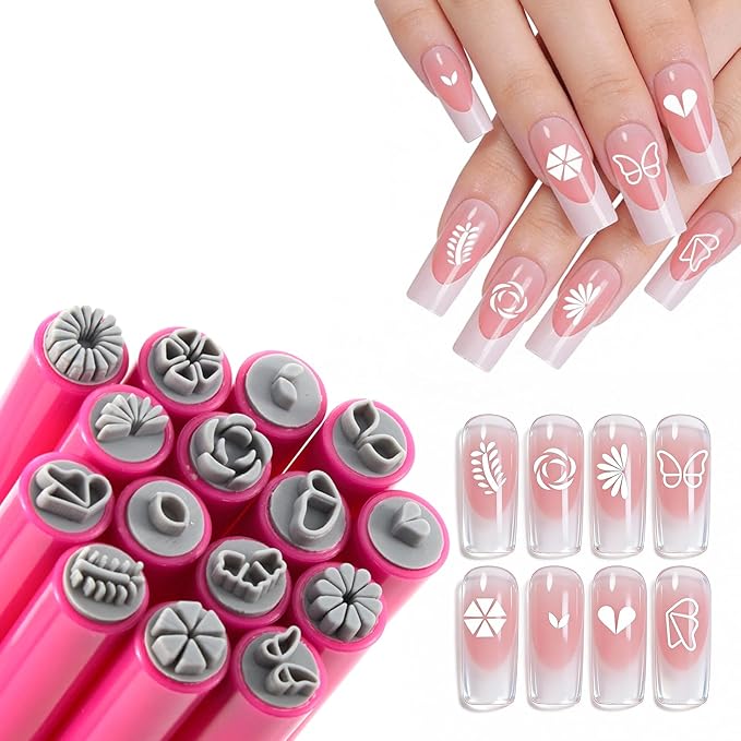 15Pcs Nail Art Stamping Pen For Nails Set - Butterfly Flower Different Patterns Nail Transfer Pen Nail Stamping Design Kit Painting Pens For Nails Manicure Design Tools DIY Nails Supplies