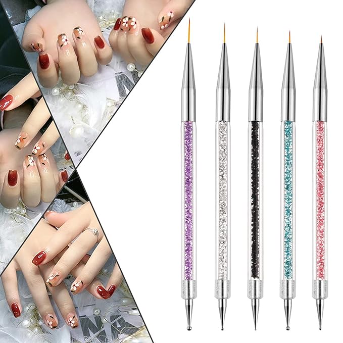 5 Pieces Nail Polish Pens for Nail Art Resin Nail Art Palette Nail Holder Mixing Palette Nail Design Brushes