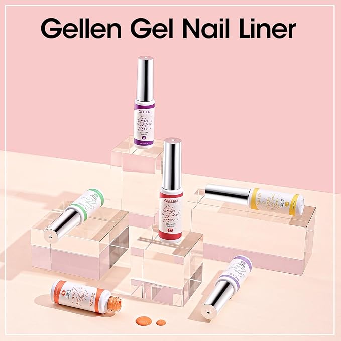 GELLEN Pastel Gel Nail Polish Set, 12 Colors Soft Gel Nail Art Polish for UV Light Soft Liner Nail Art Gel Polish Set Soak off Nails Polish Set with Glue Brush for Home Salon DIY