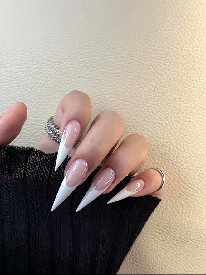 Stiletto Nail Tips, 360PCS Full Cover Clear ABS False Nails for Acrylic Nails, DIY Nail Art & Manicure Salon, 12 Sizes