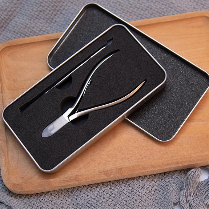 Guowall 2pcs Cuticle Trimmer Remover and dead skin pusher Personal Beauty Care Tools Manicure Set with Metal Storage Box